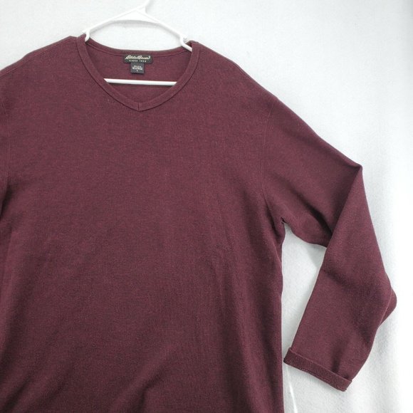 EDDIE BAUER Sweater Men's Long Sleeve V-Neck 100% Cotton Purple Size Large - Picture 5 of 12
